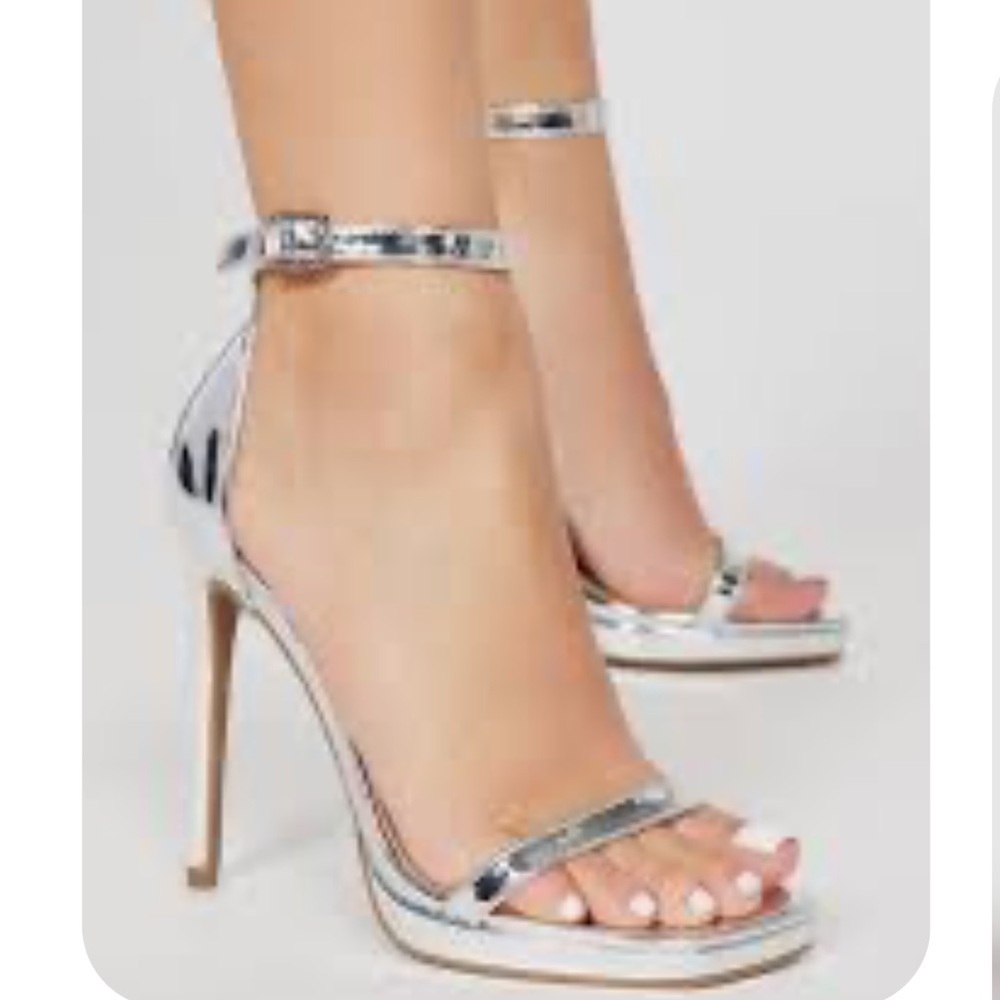 Anne Michelle Strappy Silver High Heel Sandals